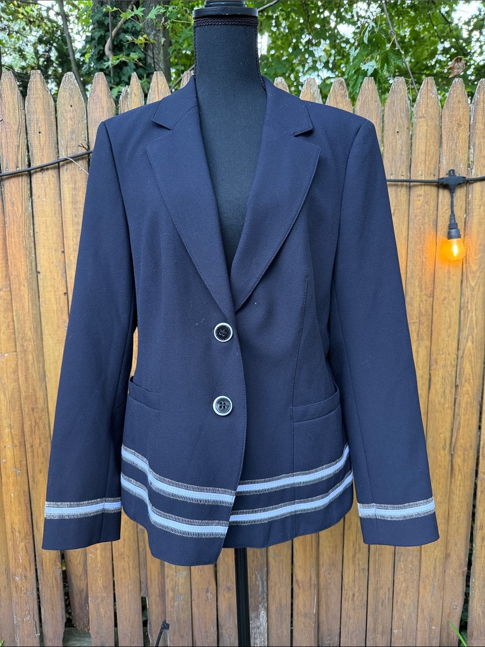 Basler Navy Blazer with Stripe Trim
